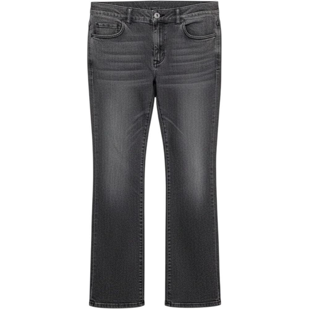 St John Boot Cut Jeans Women 10 Gray Embellished Bead Stretch Denim Boho Western